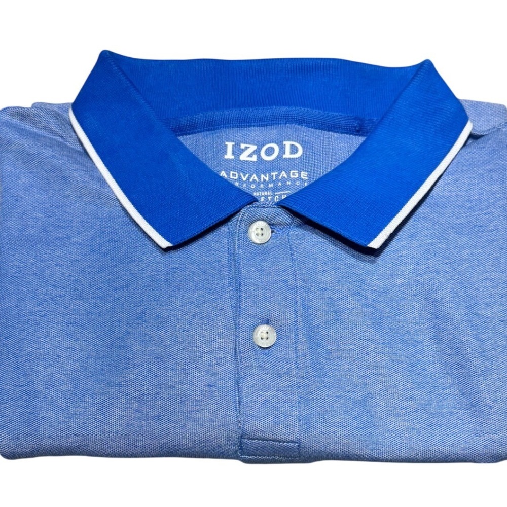 IZOD Polo Shirt Advantage Performance Stretch Blue XL‎ Short Sleeve Casual